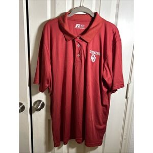 Russell Men's Oklahoma Sooners Golf Polo Red Shirt Size XL OU‎ Football